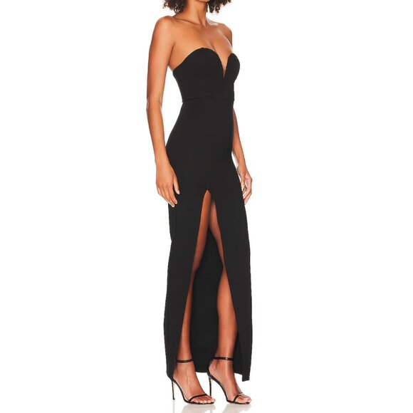 NWT Superdown Gianna Sweetheart Slit Gown Maxi Dress, Black, Size L - Picture 4 of 4